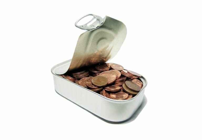 Peníze v plechovce - mince - úspory