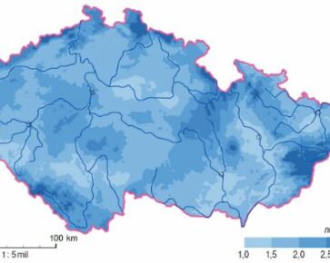 Krupobití - Průměrný roční počet dní s kroupami (1981 – 2000)